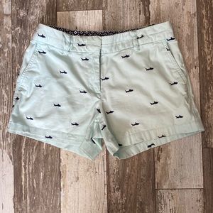 Mint Green Womens Shorts with Navy Sharks Size 6